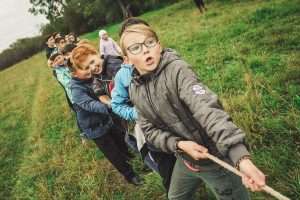 Students playing outside